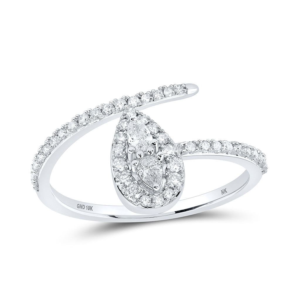10K Yellow Or White Gold Womens Pear Diamond Band Ring 3/8 Cttw, Womens Size: 5-10