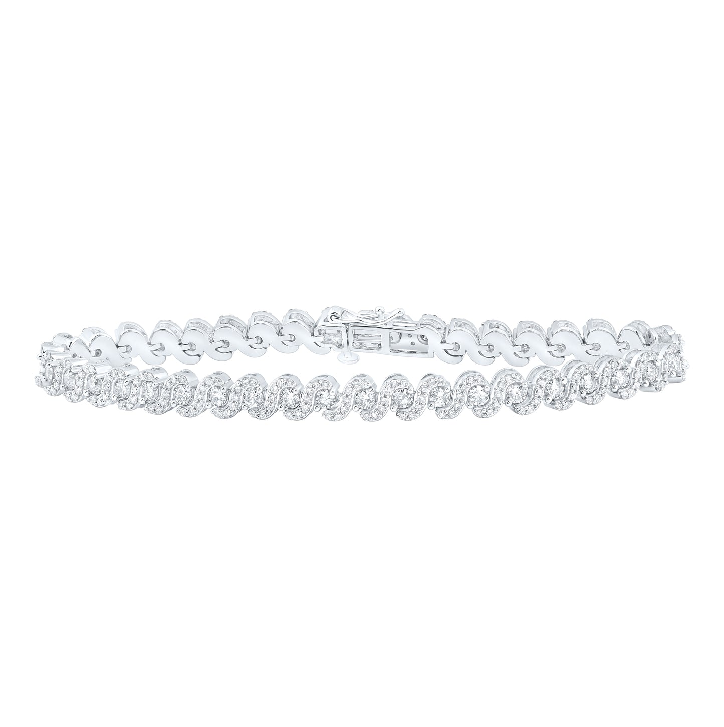 10K White Or Yellow Gold Womens Round Diamond Fashion Bracelet