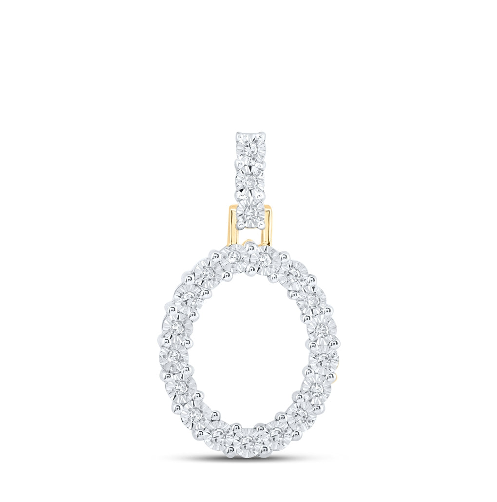 10K Yellow Or White Gold Womens Round Diamond Initial Letter Pendant, Length: 1 In, Width: 0.6 In