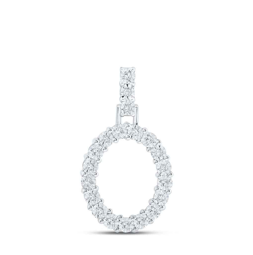 10K Yellow Or White Gold Womens Round Diamond Initial Letter Pendant, Length: 1 In, Width: 0.6 In