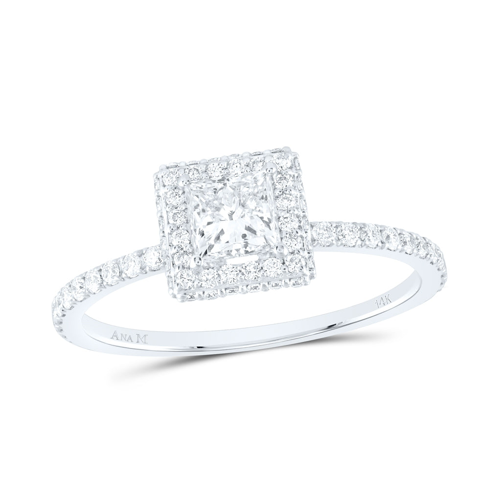 14K Yellow Or White Gold Princess Diamond Halo Bridal Wedding Engagement Ring 7/8 Cttw, Womens Size: 5-10