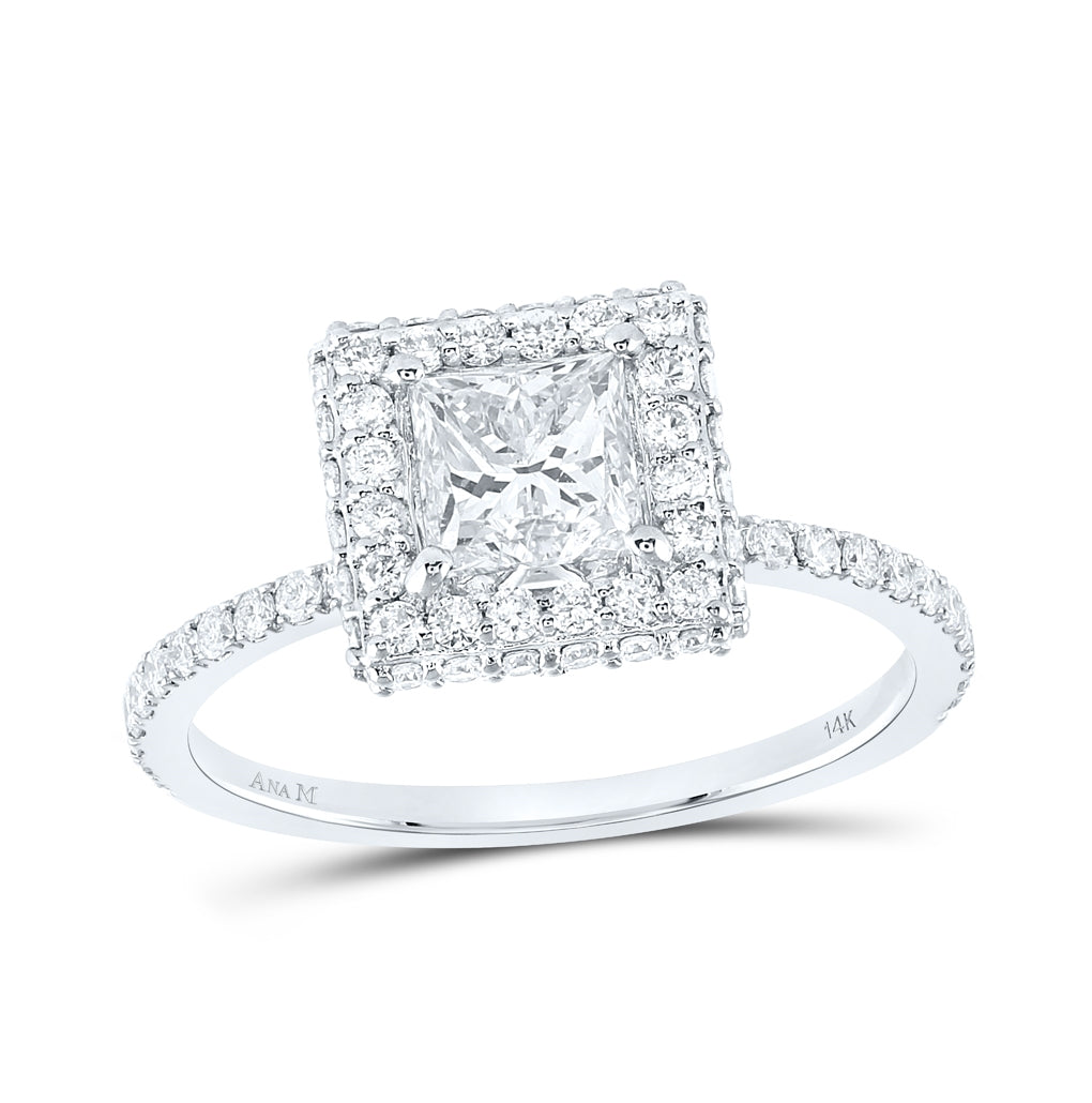 14K White Gold Princess Diamond Halo Bridal Wedding Engagement Ring 1-5/8 Cttw, Womens Size: 5-10