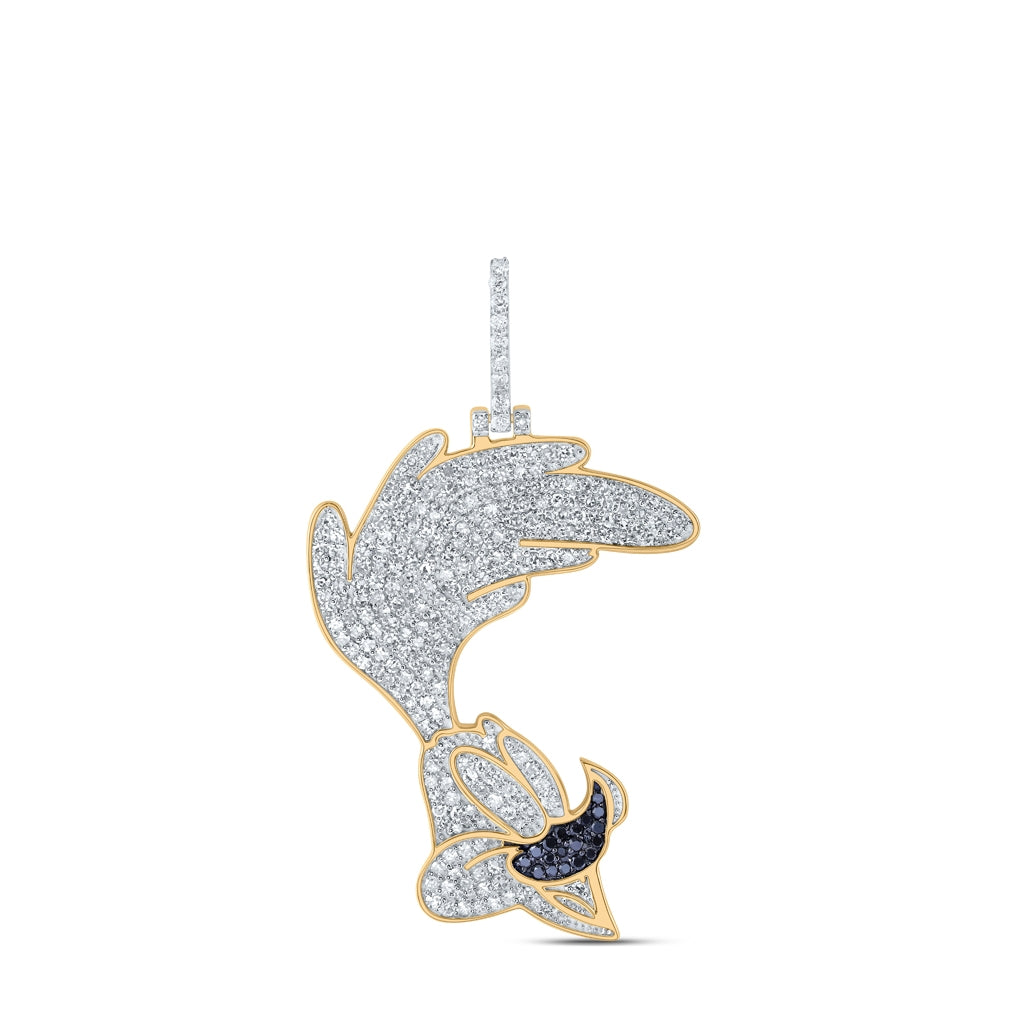 10kt Yellow Gold 1 5/8ctw Diamond Nk Cartoon Mens Charm