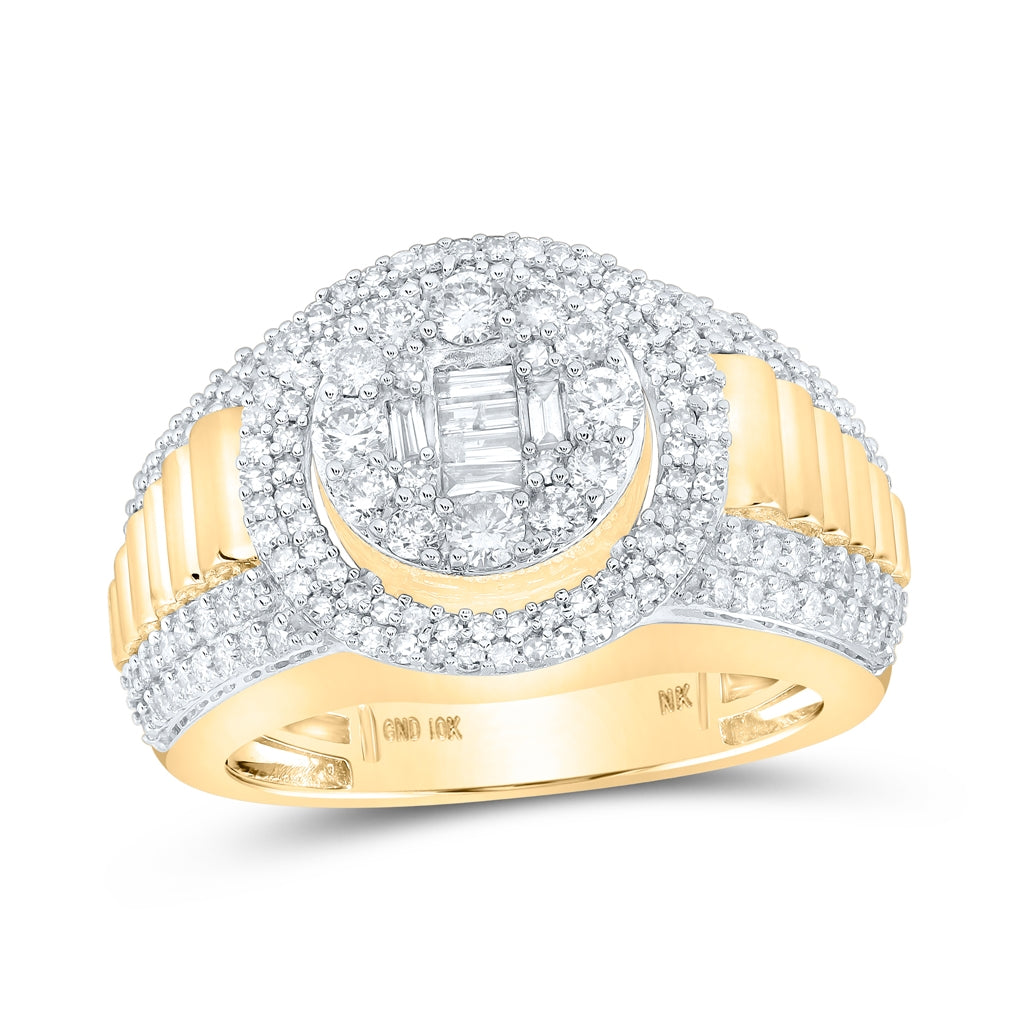 10K Yellow Or White Gold Mens Round Diamond Circle Ring 1-5/8 Cttw, Mens Size: 7-13