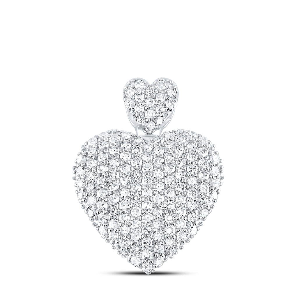 10K Yellow Or White Or Rose Gold Womens Round Diamond Heart Pendant