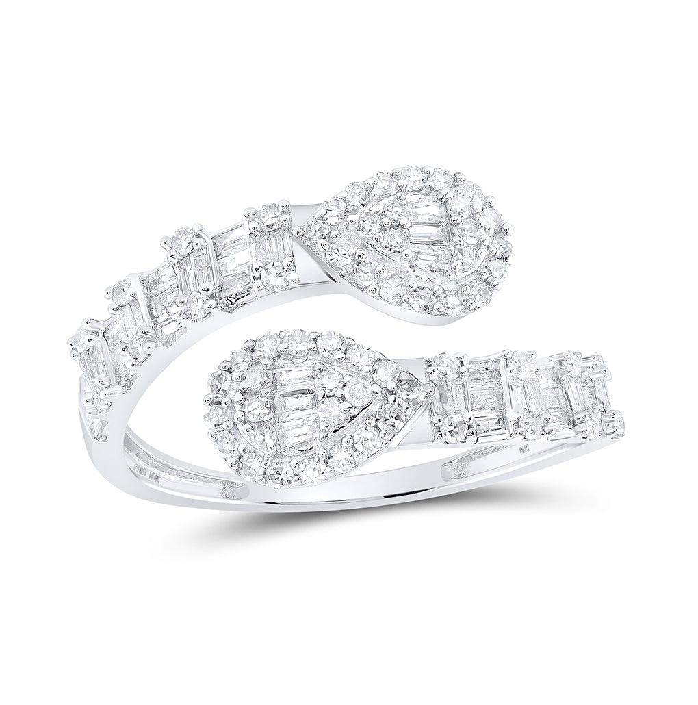 10kt White Gold 5/8ctw Diamond Nk Pear Shape Cuff Ring