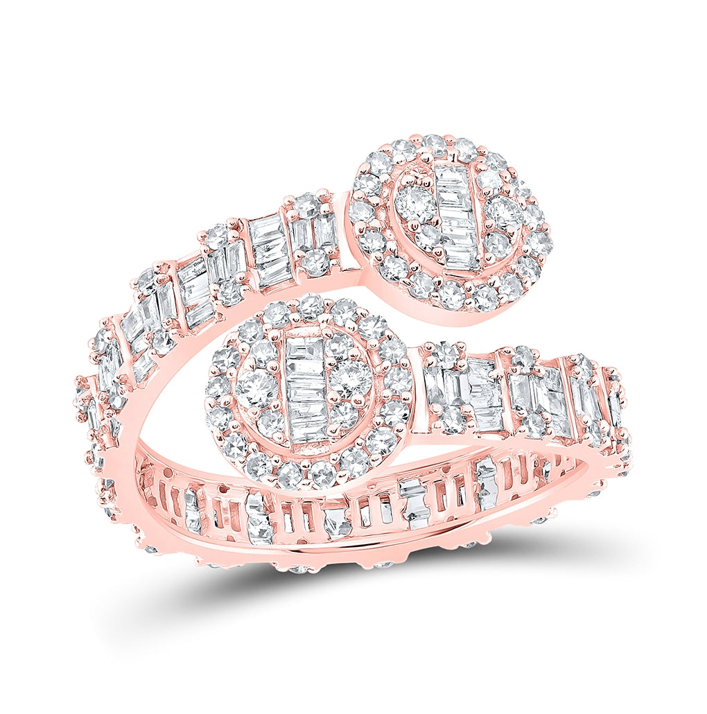 10K Rose Gold Womens Round Diamond Circle Cuff Band Ring 1 Cttw, Womens Size: 5-10