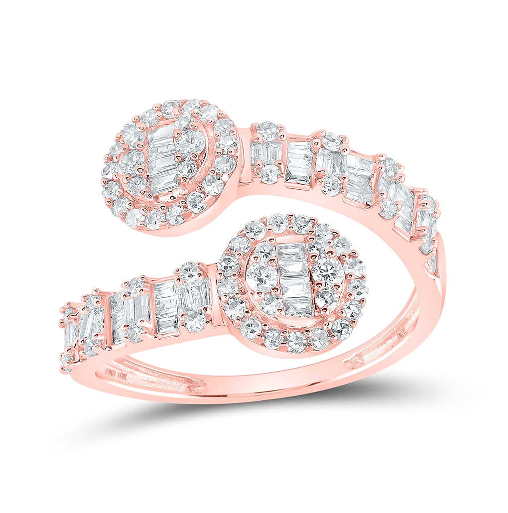 10K Yellow Or White Or Rose Gold Womens Round Diamond Circle Cuff Band Ring , Womens Size: 5-10