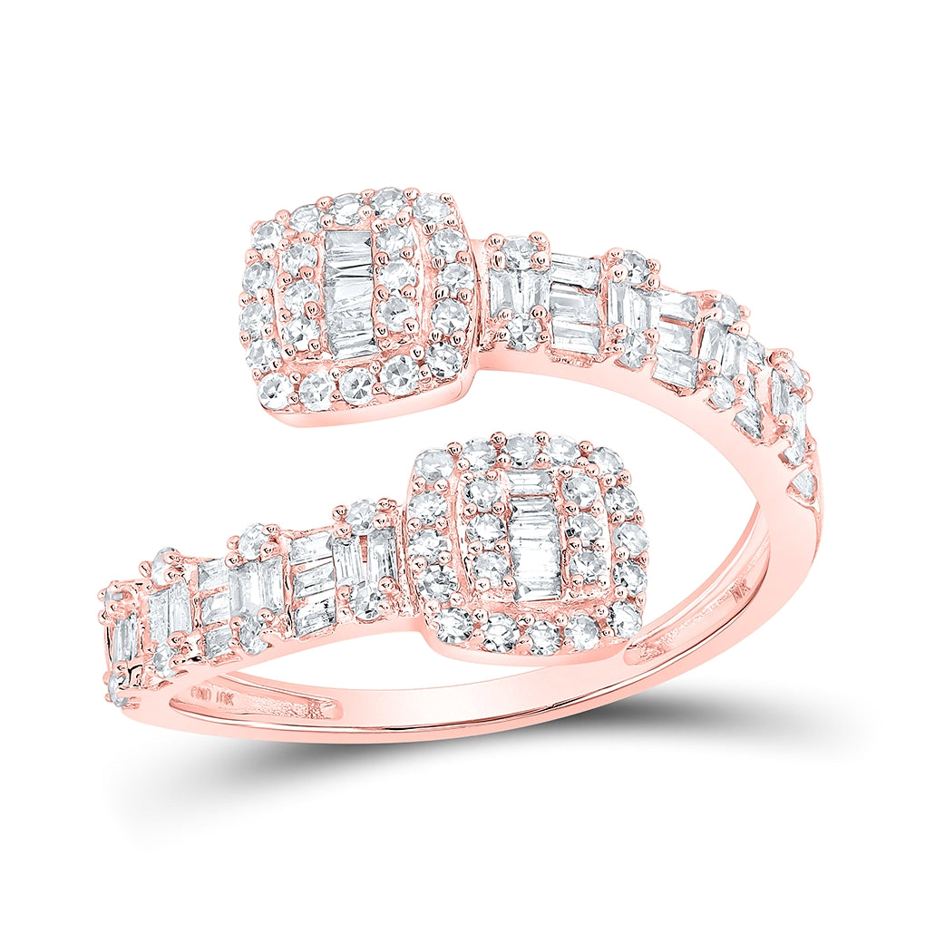 10K Yellow Or White Or Rose Gold Womens Round Diamond Cushion Cuff Band Ring , Womens Size: 5-10