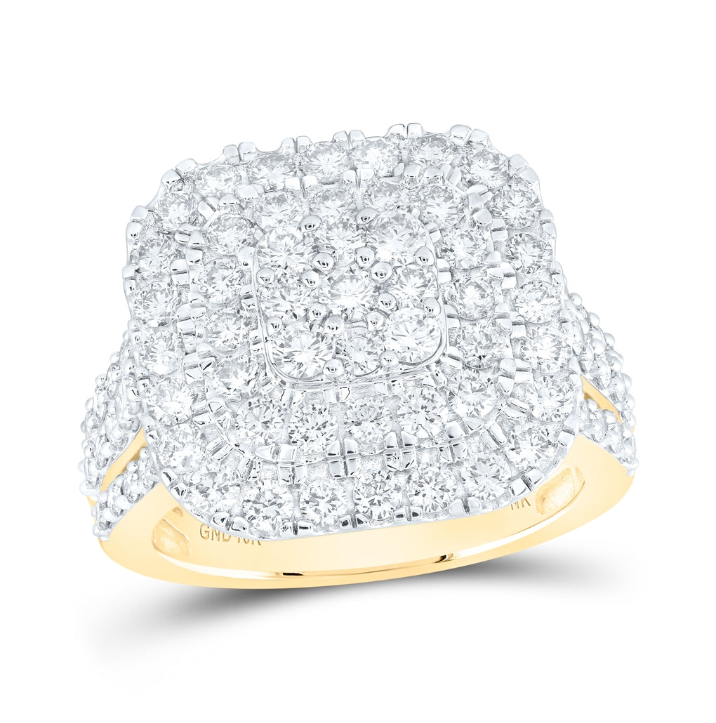 10K Yellow Gold Womens Round Diamond Square Ring 3 Cttw, Womens Size: 5-10