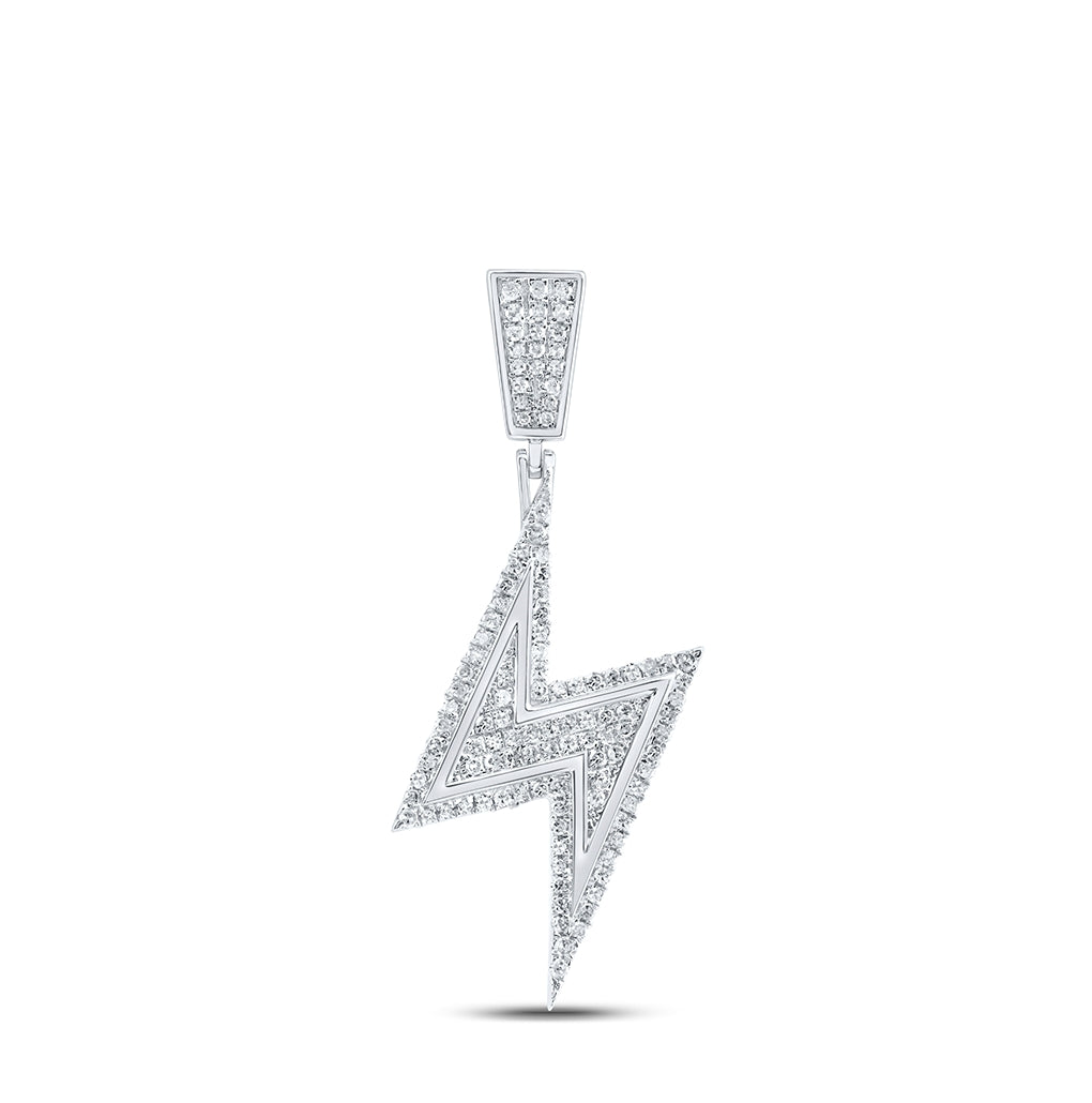 Sterling Silver Womens Round Diamond Lightning Bolt Pendant 5/8ctw