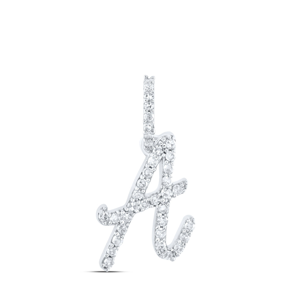10K Yellow Or White Or Rose Gold Womens Round Diamond A Initial Letter Pendant 1/6 Cttw, Length: 0.7 In, Width: 0.34 In