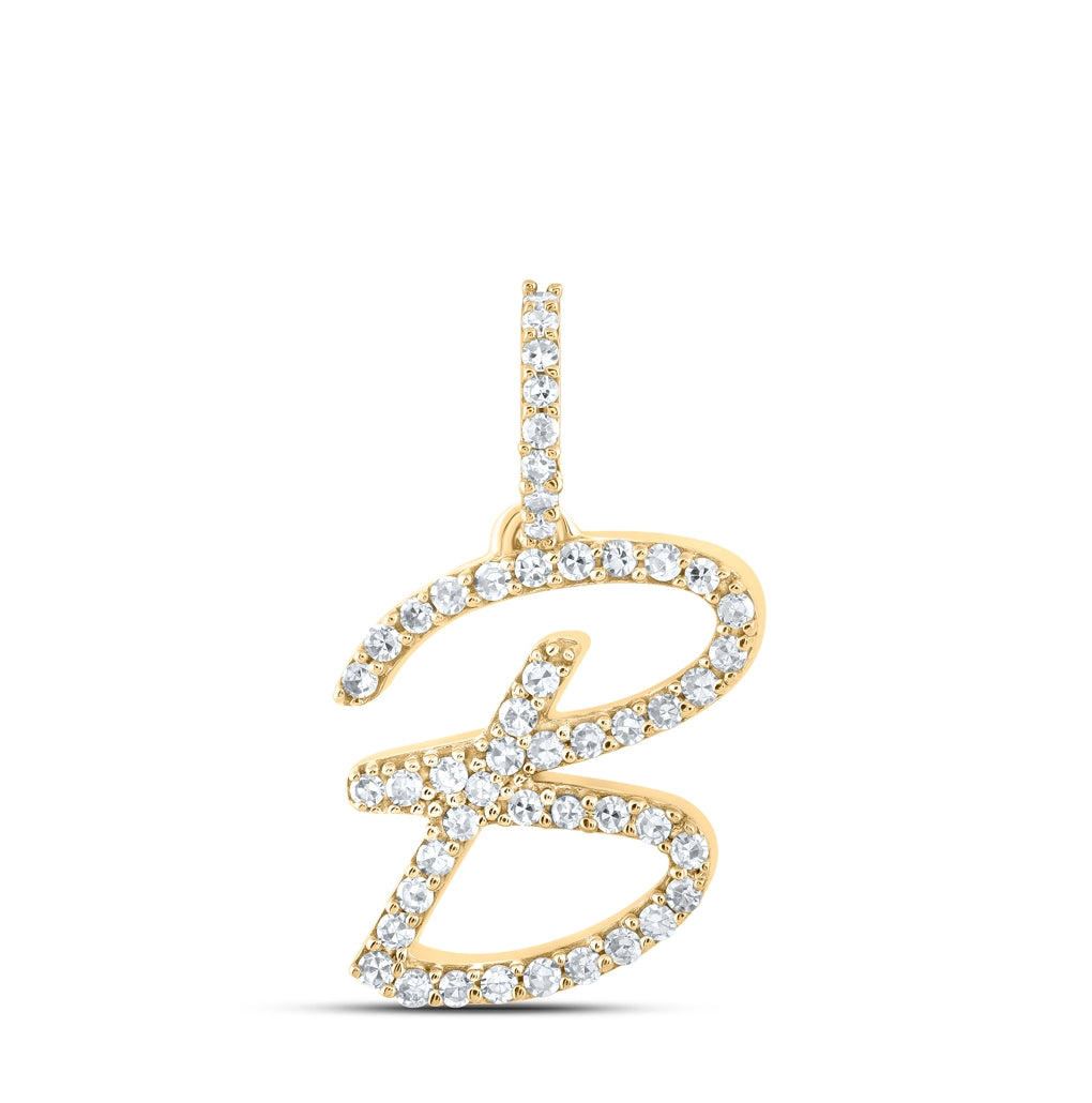 10K Yellow Or White Or Rose Gold Womens Round Diamond A Initial Letter Pendant 1/6 Cttw, Length: 0.7 In, Width: 0.34 In