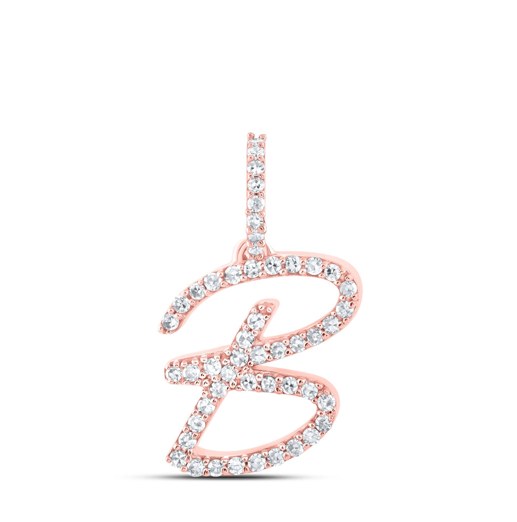 10K Yellow Or White Or Rose Gold Womens Round Diamond A Initial Letter Pendant 1/6 Cttw, Length: 0.7 In, Width: 0.34 In