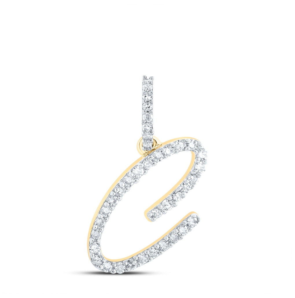 10K Yellow Or White Or Rose Gold Womens Round Diamond A Initial Letter Pendant 1/6 Cttw, Length: 0.7 In, Width: 0.34 In