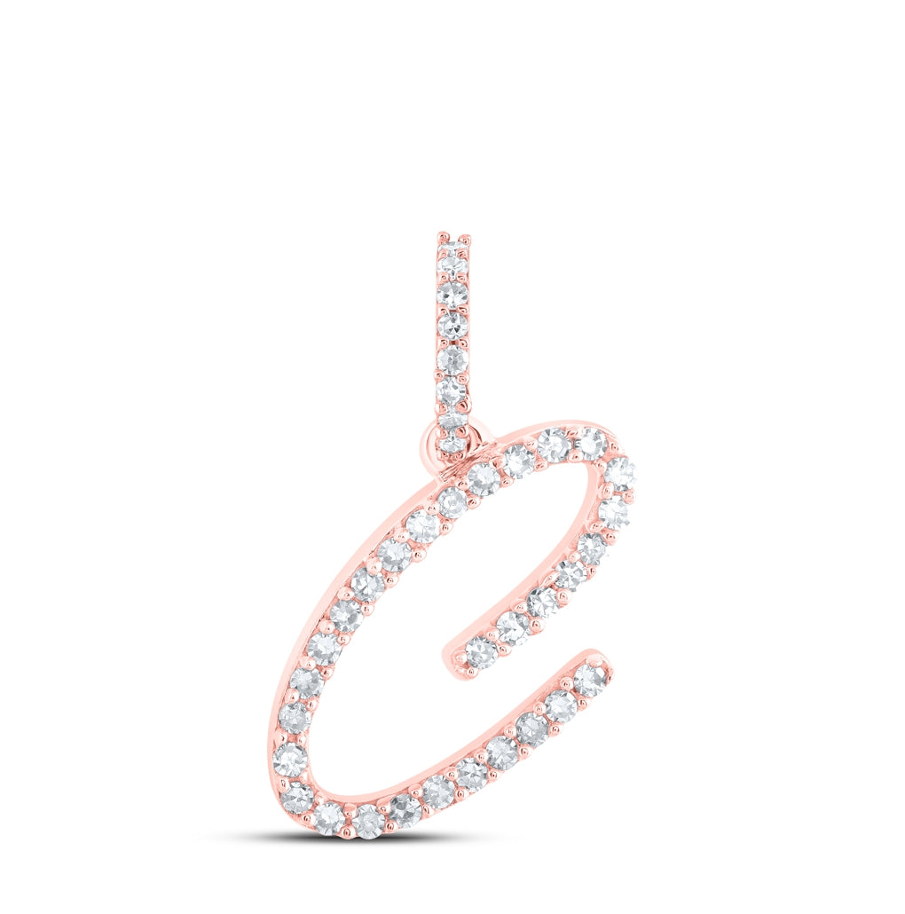 10K Yellow Or White Or Rose Gold Womens Round Diamond A Initial Letter Pendant 1/6 Cttw, Length: 0.7 In, Width: 0.34 In