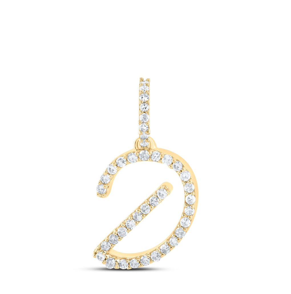 10K Yellow Or White Or Rose Gold Womens Round Diamond A Initial Letter Pendant 1/6 Cttw, Length: 0.7 In, Width: 0.34 In
