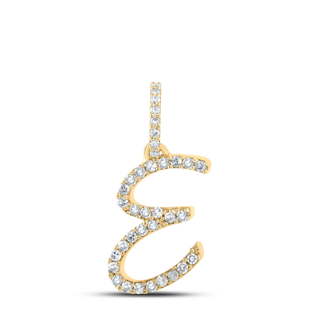 10K Yellow Or White Or Rose Gold Womens Round Diamond A Initial Letter Pendant 1/6 Cttw, Length: 0.7 In, Width: 0.34 In