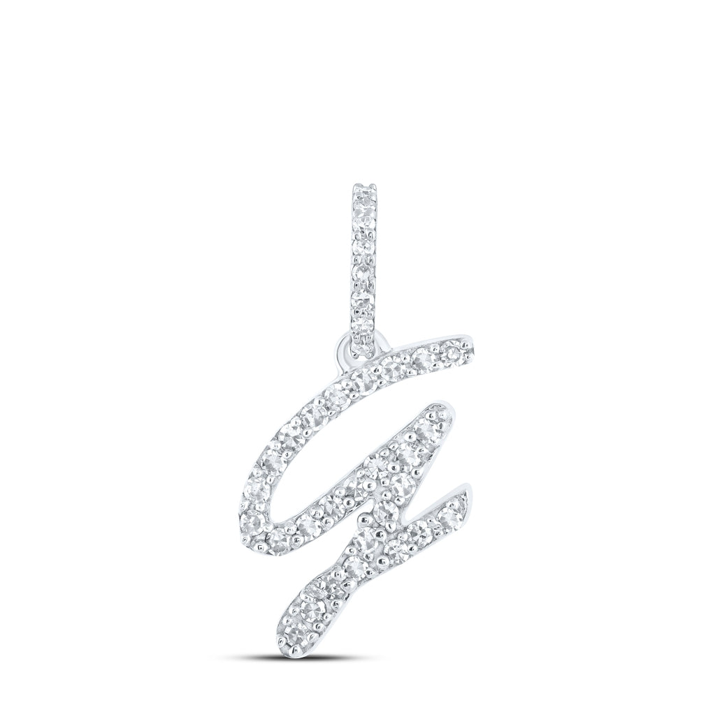 10K Yellow Or White Or Rose Gold Womens Round Diamond A Initial Letter Pendant 1/6 Cttw, Length: 0.7 In, Width: 0.34 In