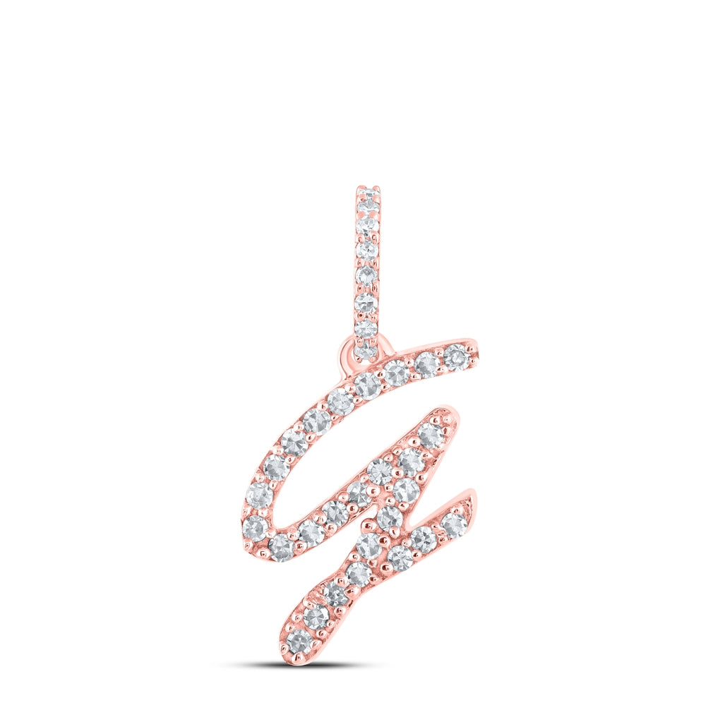 10K Yellow Or White Or Rose Gold Womens Round Diamond A Initial Letter Pendant 1/6 Cttw, Length: 0.7 In, Width: 0.34 In