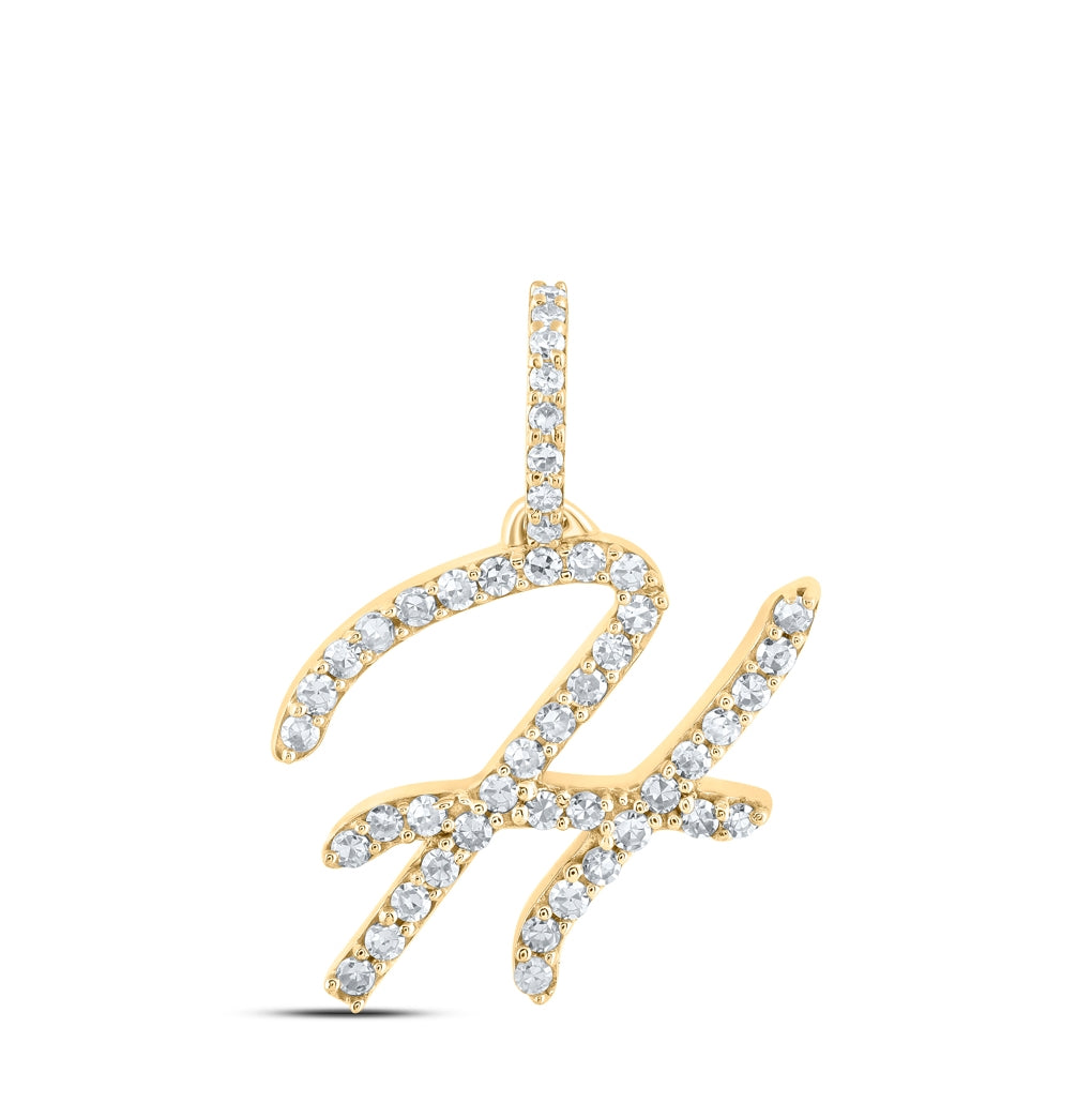 10K Yellow Or White Or Rose Gold Womens Round Diamond A Initial Letter Pendant 1/6 Cttw, Length: 0.7 In, Width: 0.34 In
