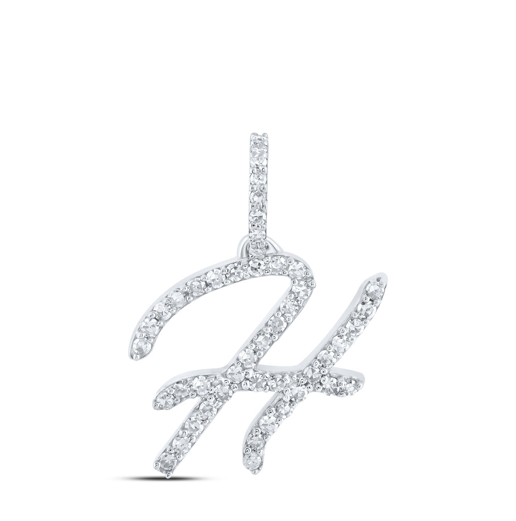 10K Yellow Or White Or Rose Gold Womens Round Diamond A Initial Letter Pendant 1/6 Cttw, Length: 0.7 In, Width: 0.34 In