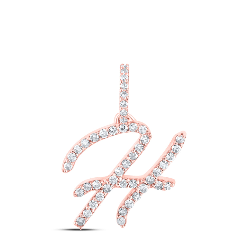 10K Yellow Or White Or Rose Gold Womens Round Diamond A Initial Letter Pendant 1/6 Cttw, Length: 0.7 In, Width: 0.34 In