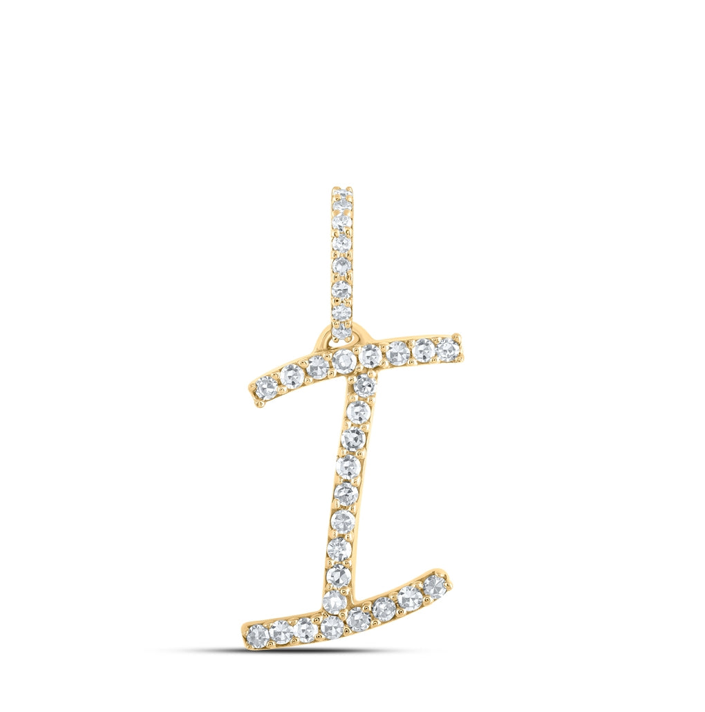 10K Yellow Or White Or Rose Gold Womens Round Diamond A Initial Letter Pendant 1/6 Cttw, Length: 0.7 In, Width: 0.34 In