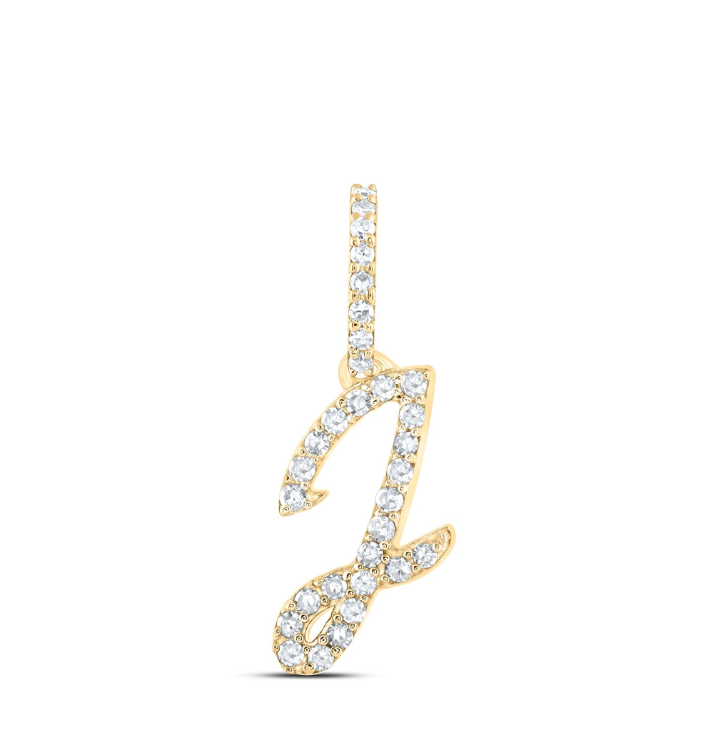 10K Yellow Or White Or Rose Gold Womens Round Diamond A Initial Letter Pendant 1/6 Cttw, Length: 0.7 In, Width: 0.34 In