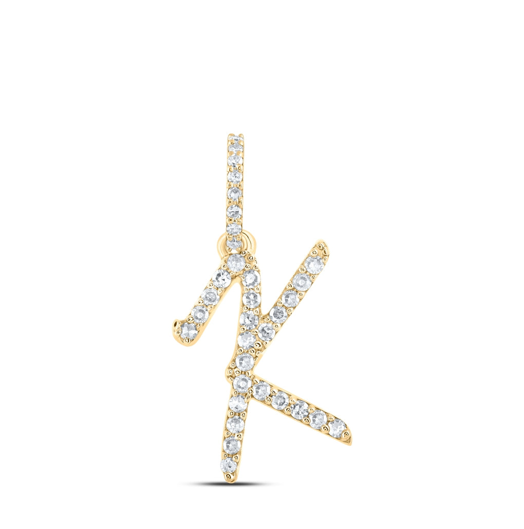 10K Yellow Or White Or Rose Gold Womens Round Diamond A Initial Letter Pendant 1/6 Cttw, Length: 0.7 In, Width: 0.34 In