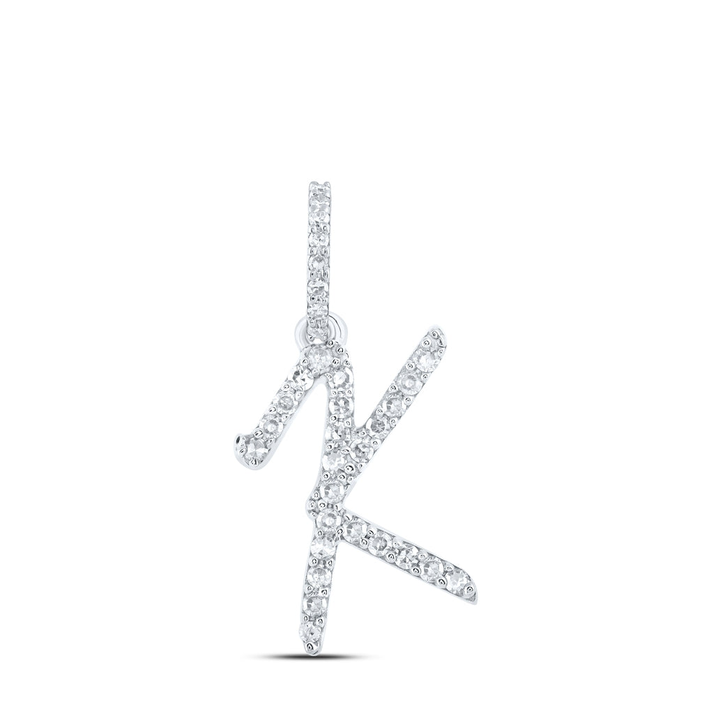 10K Yellow Or White Or Rose Gold Womens Round Diamond A Initial Letter Pendant 1/6 Cttw, Length: 0.7 In, Width: 0.34 In