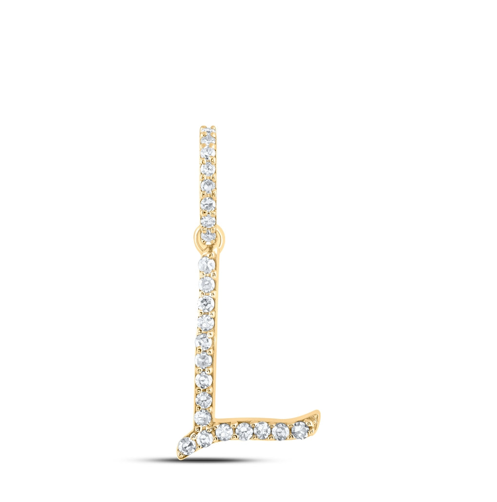 10K Yellow Or White Or Rose Gold Womens Round Diamond A Initial Letter Pendant 1/6 Cttw, Length: 0.7 In, Width: 0.34 In