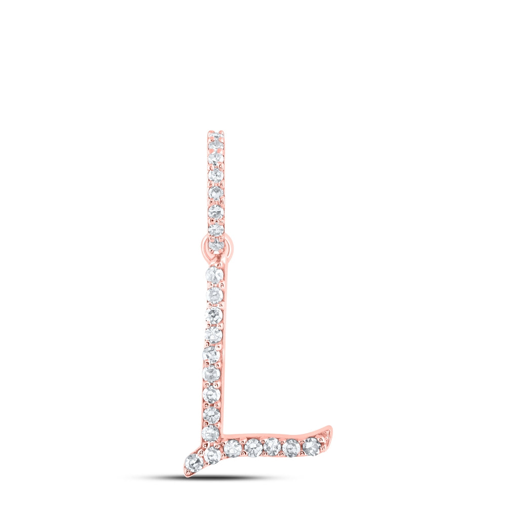 10K Yellow Or White Or Rose Gold Womens Round Diamond A Initial Letter Pendant 1/6 Cttw, Length: 0.7 In, Width: 0.34 In