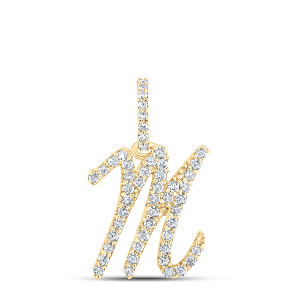 10K Yellow Or White Or Rose Gold Womens Round Diamond A Initial Letter Pendant 1/6 Cttw, Length: 0.7 In, Width: 0.34 In