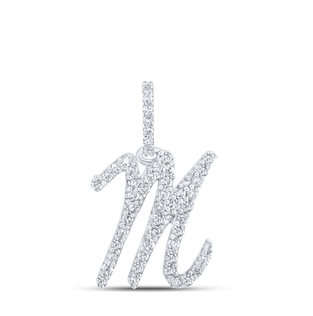 10K Yellow Or White Or Rose Gold Womens Round Diamond A Initial Letter Pendant 1/6 Cttw, Length: 0.7 In, Width: 0.34 In