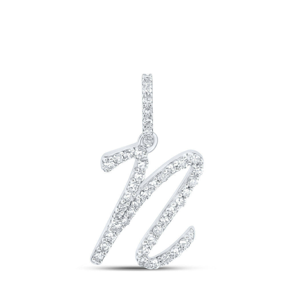 10K Yellow Or White Or Rose Gold Womens Round Diamond A Initial Letter Pendant 1/6 Cttw, Length: 0.7 In, Width: 0.34 In