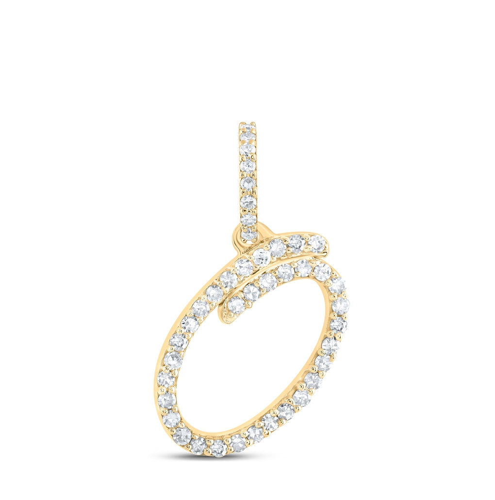 10K Yellow Or White Or Rose Gold Womens Round Diamond A Initial Letter Pendant 1/6 Cttw, Length: 0.7 In, Width: 0.34 In