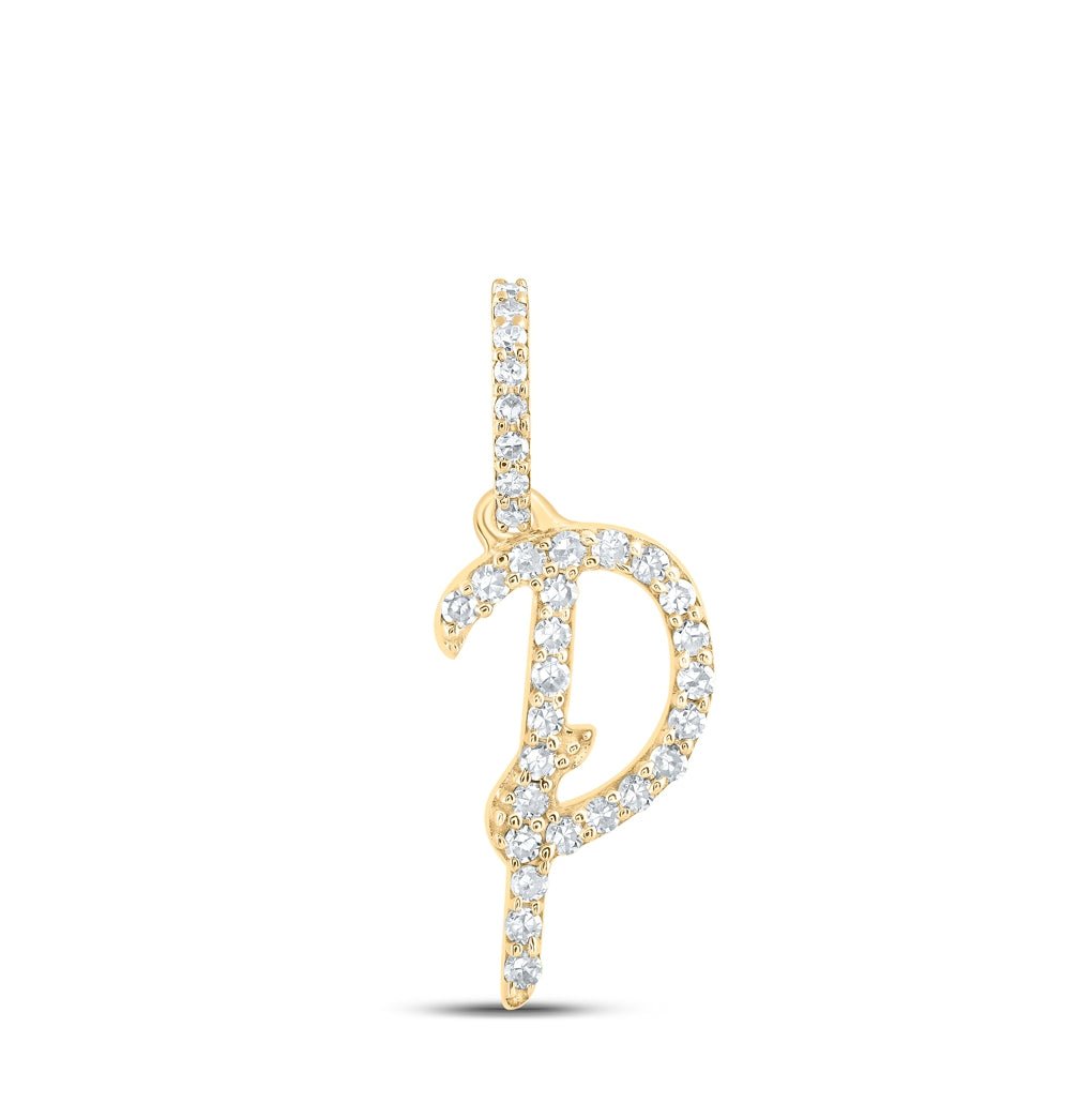 10K Yellow Or White Or Rose Gold Womens Round Diamond A Initial Letter Pendant 1/6 Cttw, Length: 0.7 In, Width: 0.34 In
