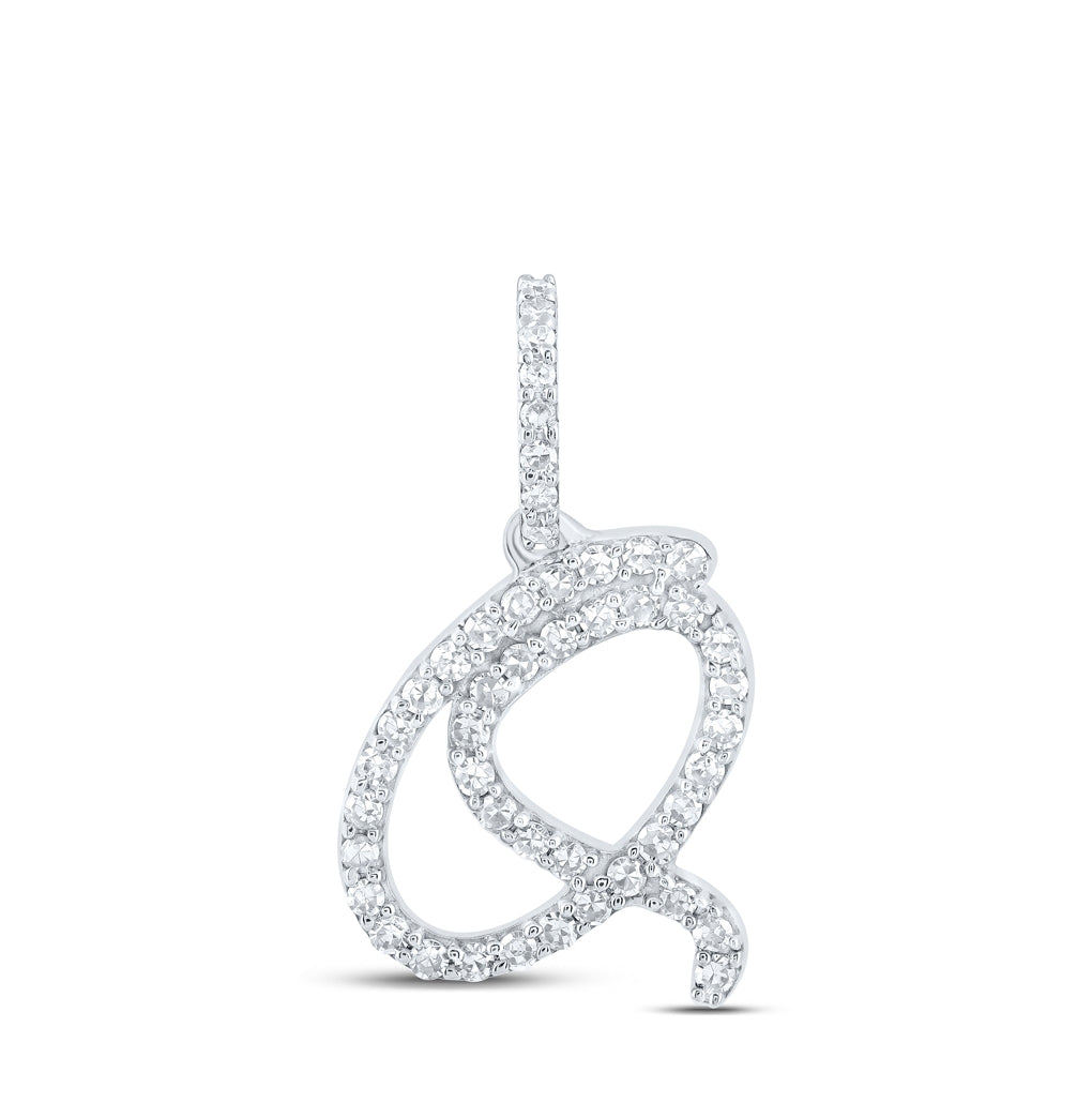 10K Yellow Or White Or Rose Gold Womens Round Diamond A Initial Letter Pendant 1/6 Cttw, Length: 0.7 In, Width: 0.34 In