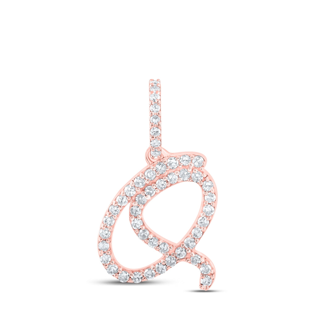 10K Yellow Or White Or Rose Gold Womens Round Diamond A Initial Letter Pendant 1/6 Cttw, Length: 0.7 In, Width: 0.34 In