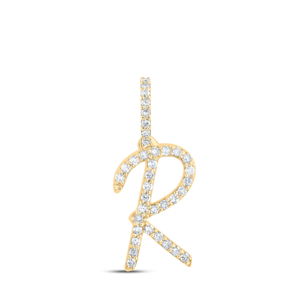 10K Yellow Or White Or Rose Gold Womens Round Diamond A Initial Letter Pendant 1/6 Cttw, Length: 0.7 In, Width: 0.34 In