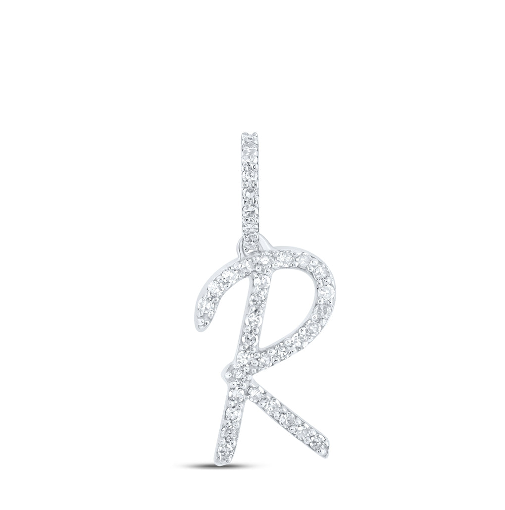 10K Yellow Or White Or Rose Gold Womens Round Diamond A Initial Letter Pendant 1/6 Cttw, Length: 0.7 In, Width: 0.34 In