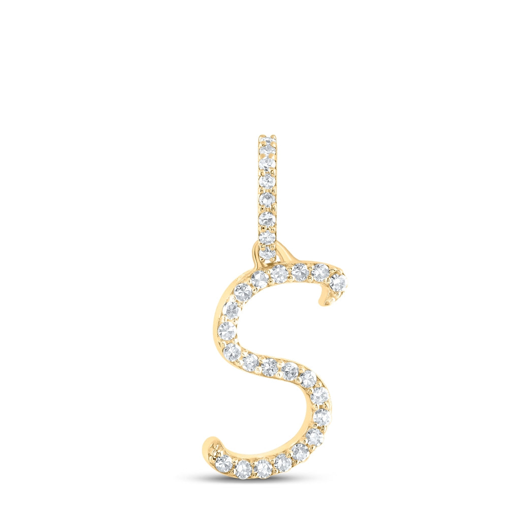10K Yellow Or White Or Rose Gold Womens Round Diamond A Initial Letter Pendant 1/6 Cttw, Length: 0.7 In, Width: 0.34 In