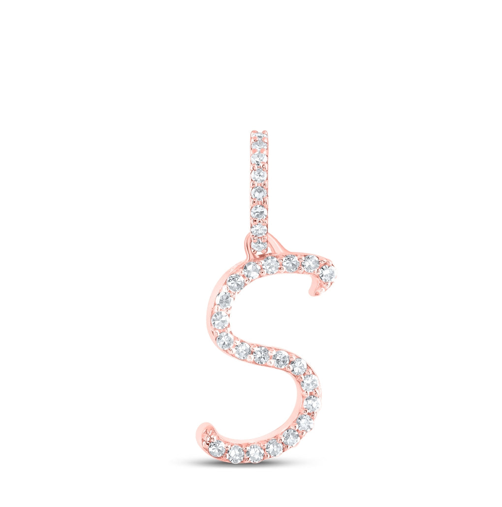10K Yellow Or White Or Rose Gold Womens Round Diamond A Initial Letter Pendant 1/6 Cttw, Length: 0.7 In, Width: 0.34 In