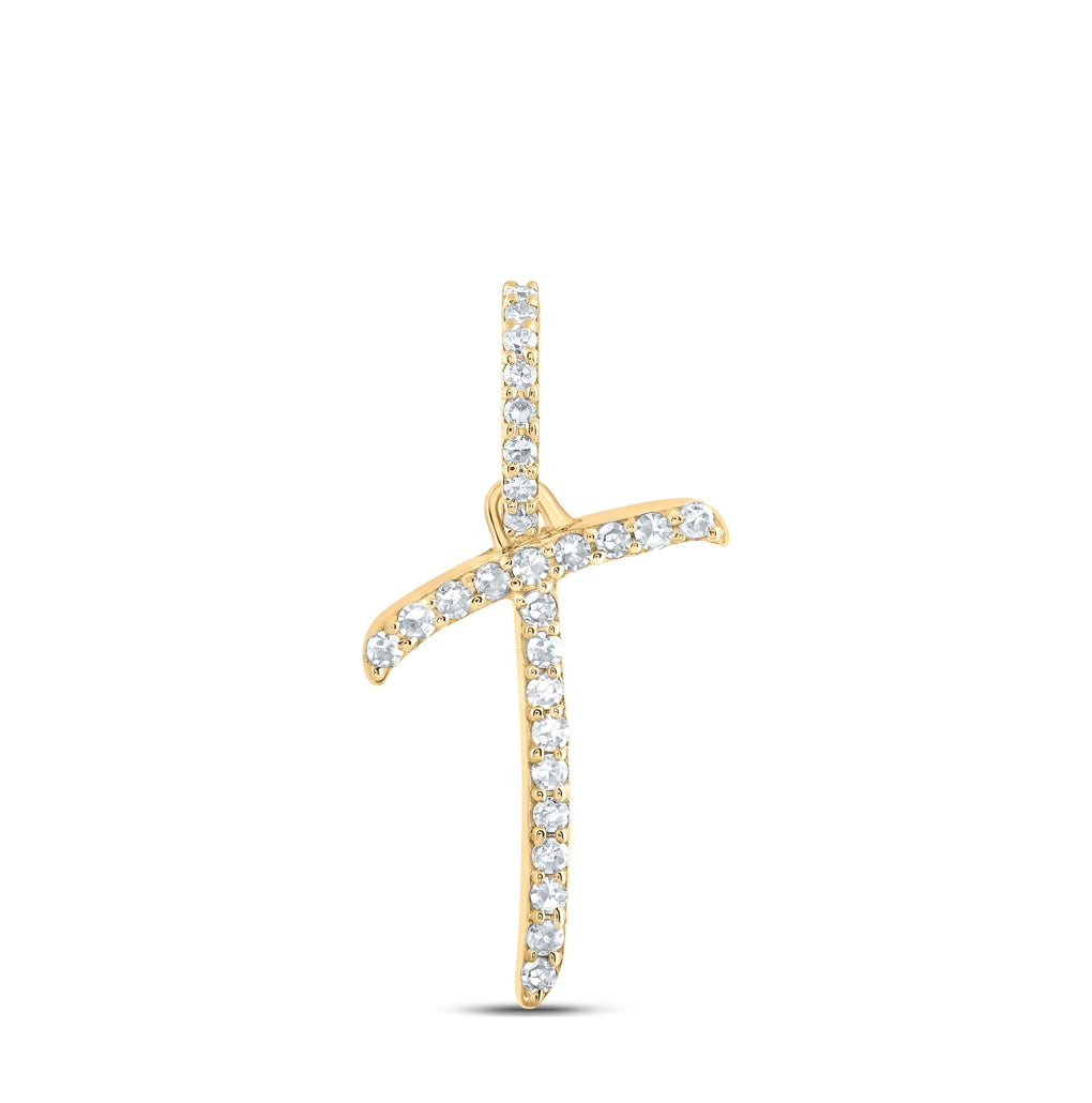 10K Yellow Or White Or Rose Gold Womens Round Diamond A Initial Letter Pendant 1/6 Cttw, Length: 0.7 In, Width: 0.34 In