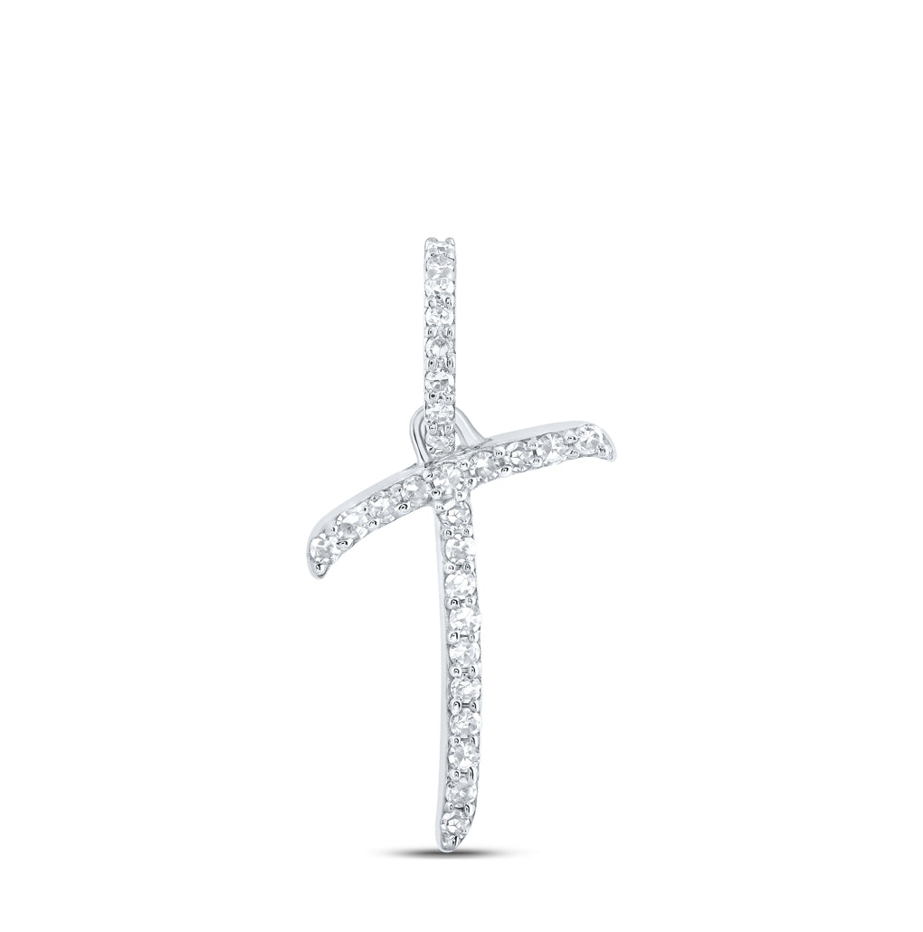 10K Yellow Or White Or Rose Gold Womens Round Diamond A Initial Letter Pendant 1/6 Cttw, Length: 0.7 In, Width: 0.34 In