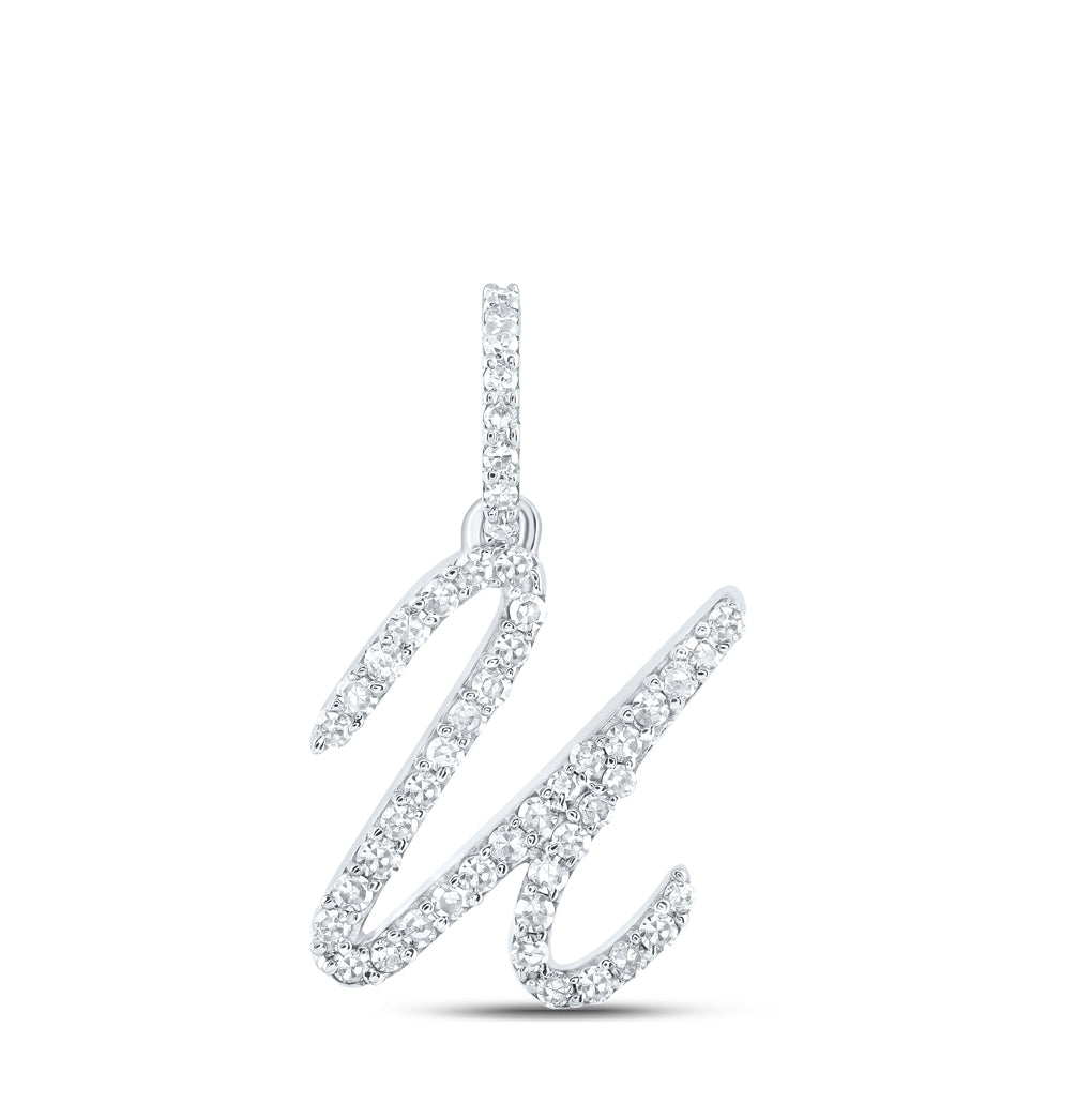 10K Yellow Or White Or Rose Gold Womens Round Diamond A Initial Letter Pendant 1/6 Cttw, Length: 0.7 In, Width: 0.34 In