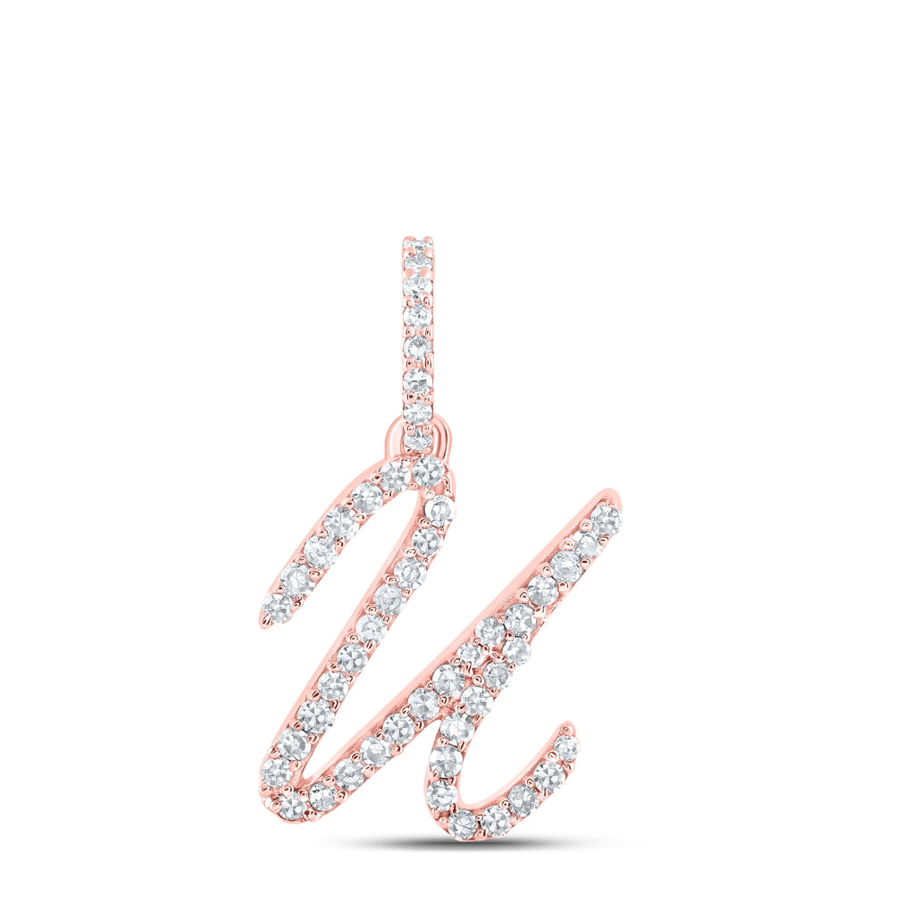 10K Yellow Or White Or Rose Gold Womens Round Diamond A Initial Letter Pendant 1/6 Cttw, Length: 0.7 In, Width: 0.34 In