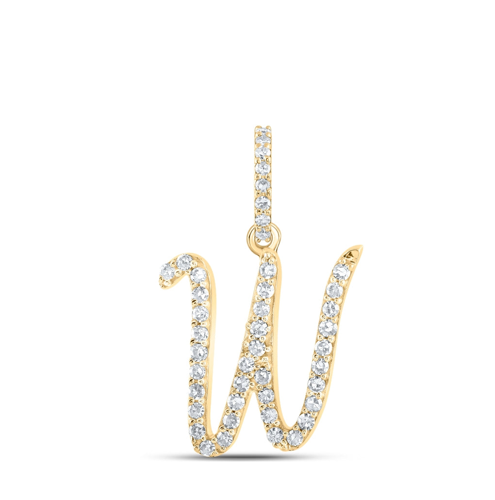 10K Yellow Or White Or Rose Gold Womens Round Diamond A Initial Letter Pendant 1/6 Cttw, Length: 0.7 In, Width: 0.34 In