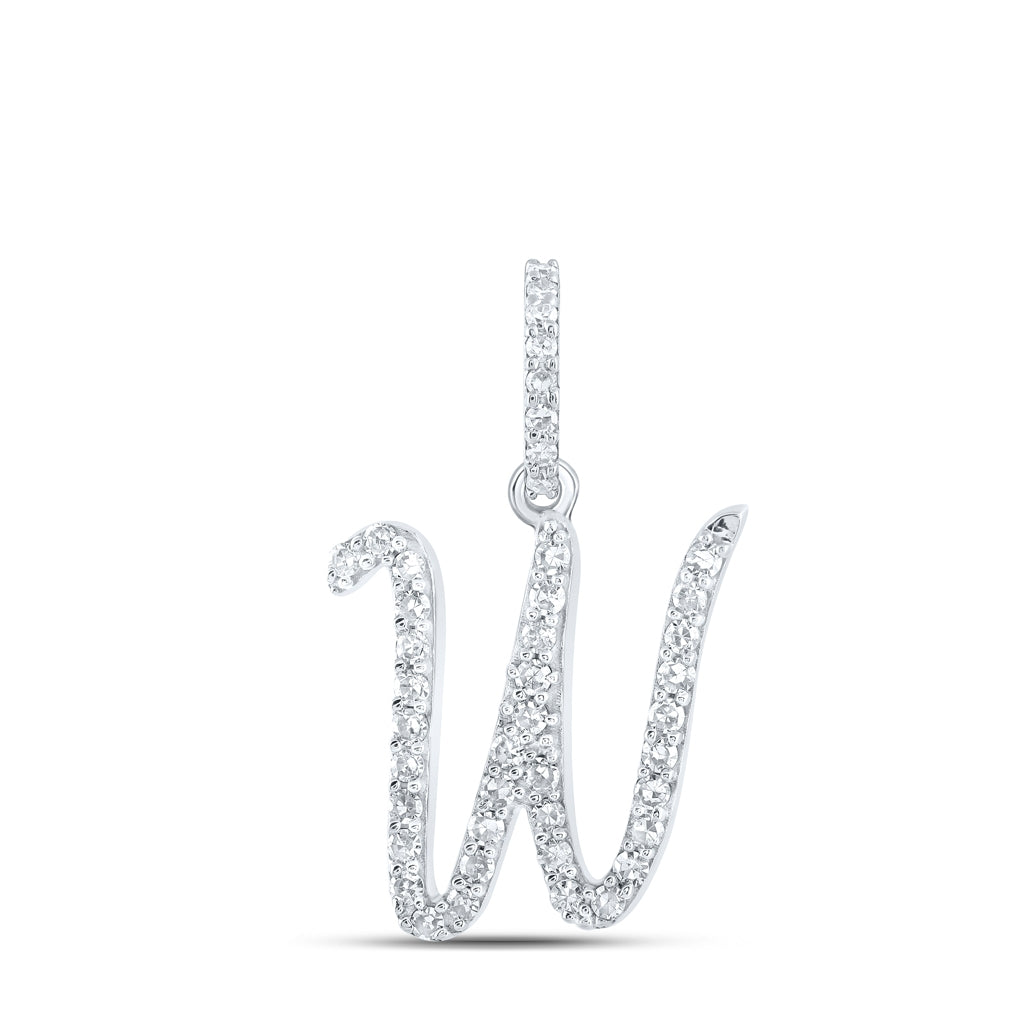10K Yellow Or White Or Rose Gold Womens Round Diamond A Initial Letter Pendant 1/6 Cttw, Length: 0.7 In, Width: 0.34 In